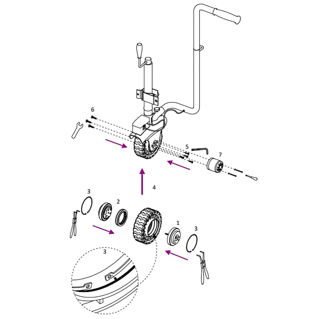 Wheel for Jockey Wheel Ø7.7x3.9" Aluminium and Rubber