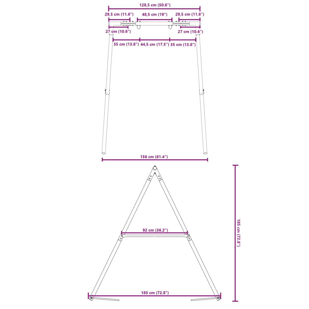 Swing Frame Set of 2 Blue and dark green Painted steel Standard