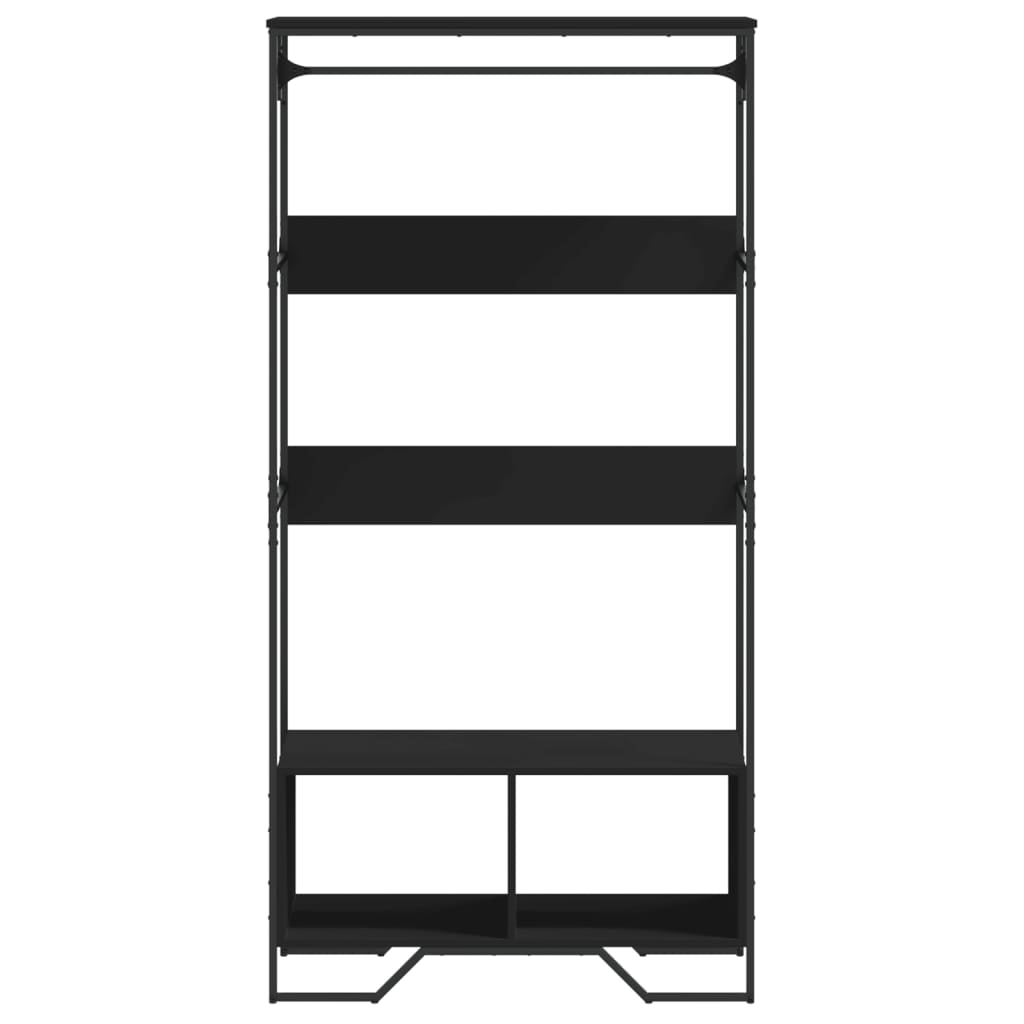 Wardrobe Black Engineered Wood, Metal Compact Wardrobe