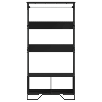 Wardrobe Black Engineered Wood, Metal Compact Wardrobe