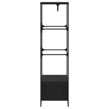 Wardrobe Black Engineered Wood, Metal Compact Wardrobe