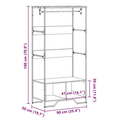 Wardrobe Black Engineered Wood, Metal Compact Wardrobe
