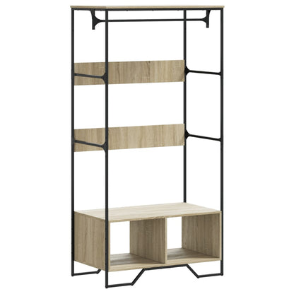 Wardrobe Sonoma Oak Engineered Wood, Metal Compact Wardrobe