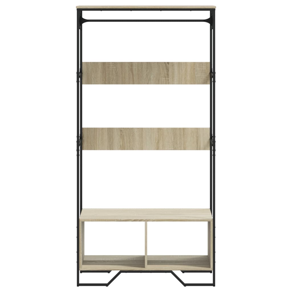 Wardrobe Sonoma Oak Engineered Wood, Metal Compact Wardrobe