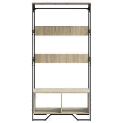 Wardrobe Sonoma Oak Engineered Wood, Metal Compact Wardrobe