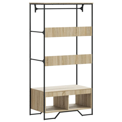 Wardrobe Sonoma Oak Engineered Wood, Metal Compact Wardrobe