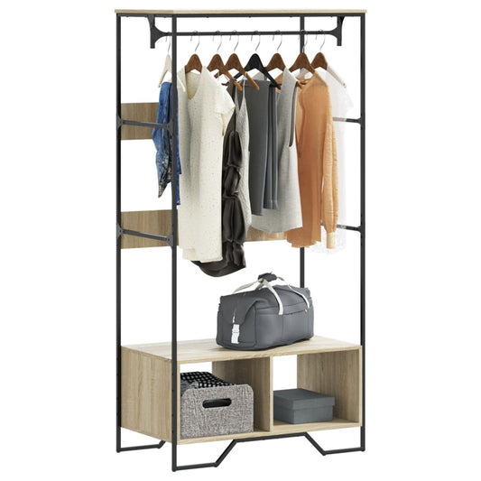 Wardrobe Sonoma Oak Engineered Wood, Metal Compact Wardrobe