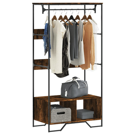 Wardrobe Smoked Oak Engineered Wood, Metal 35.4x19.7x70.9 in