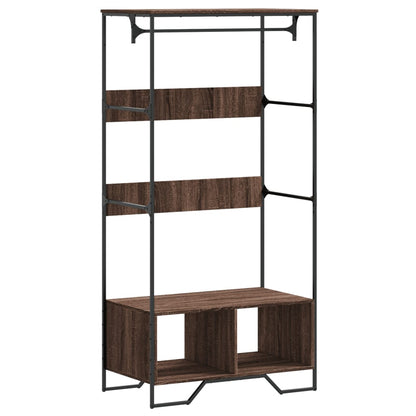Wardrobe Brown Oak Engineered Wood, Metal 35.4x19.7x70.9 in