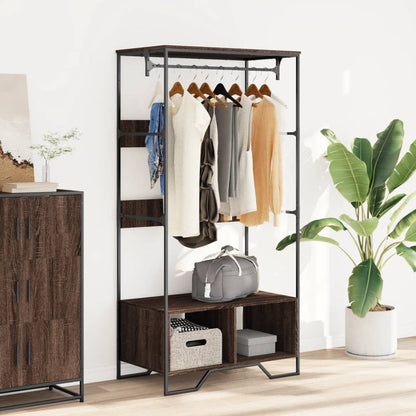 Wardrobe Brown Oak Engineered Wood, Metal 35.4x19.7x70.9 in