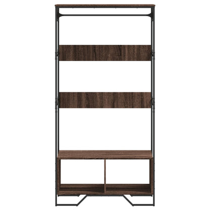 Wardrobe Brown Oak Engineered Wood, Metal 35.4x19.7x70.9 in