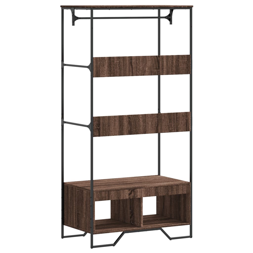 Wardrobe Brown Oak Engineered Wood, Metal 35.4x19.7x70.9 in