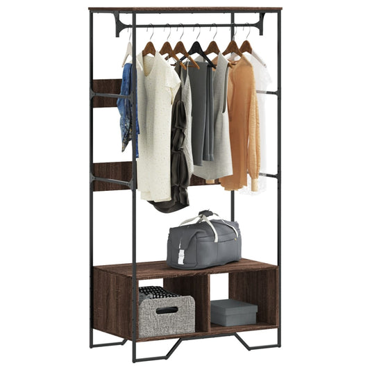 Wardrobe Brown Oak Engineered Wood, Metal 35.4x19.7x70.9 in