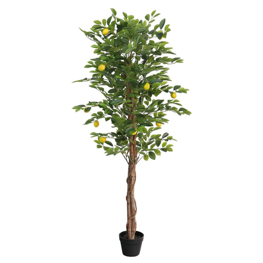 Artificial Lemon Tree Green Polypropylene, Eucalyptus wood Large