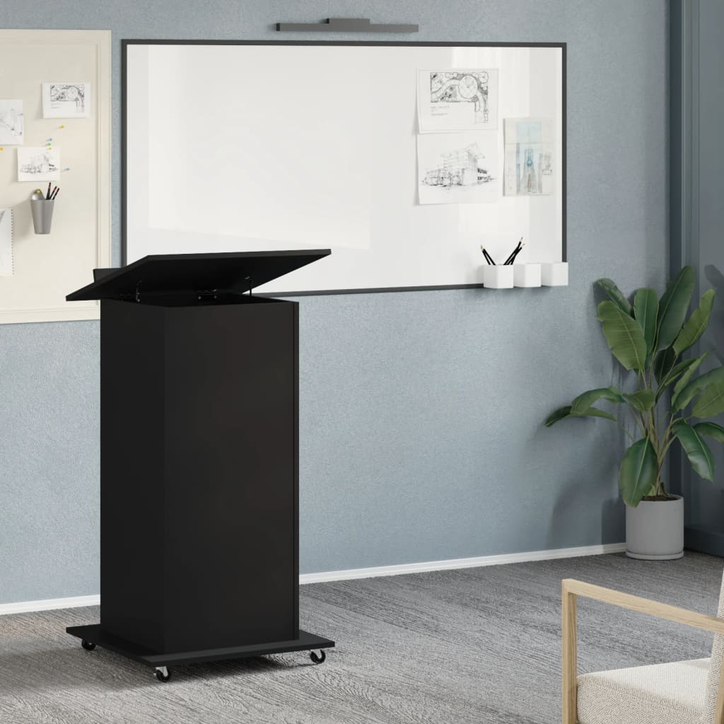 Lectern Black Engineered Wood Medium Tiltable Lectern