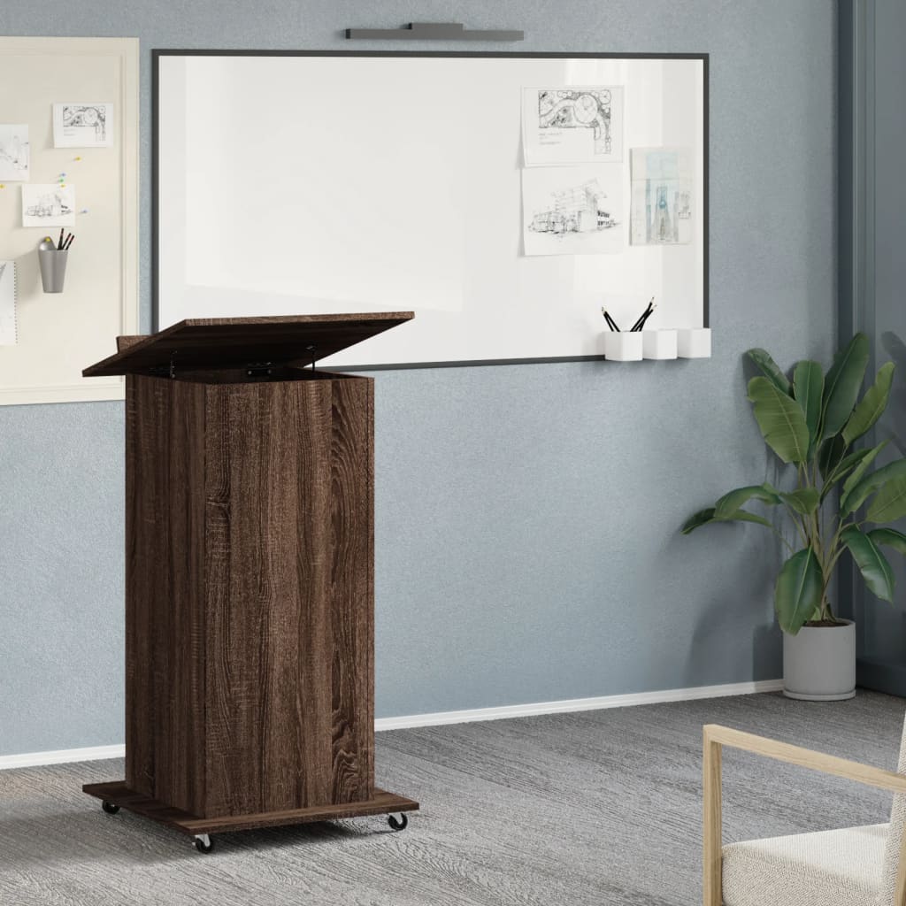 Lectern Brown Oak Engineered Wood Standard Lectern Rectangular