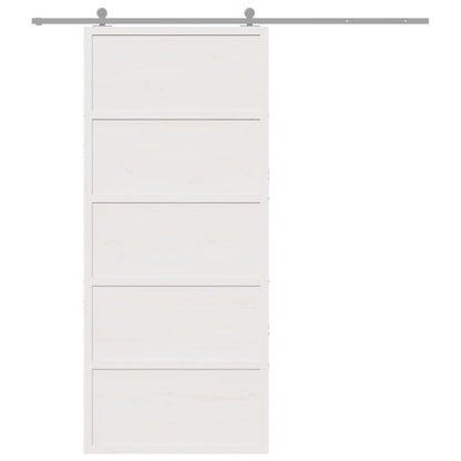 Barn Door White 35.4"x81.9" Solid Wood Pine