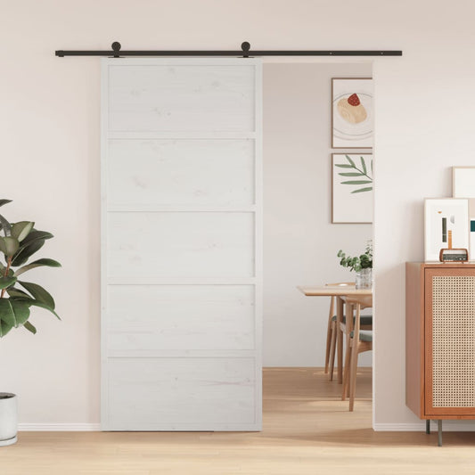 Barn Door White 35.4"x81.9" Solid Wood Pine