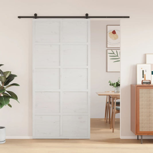 Barn Door White 39.4"x81.9" Solid Wood Pine