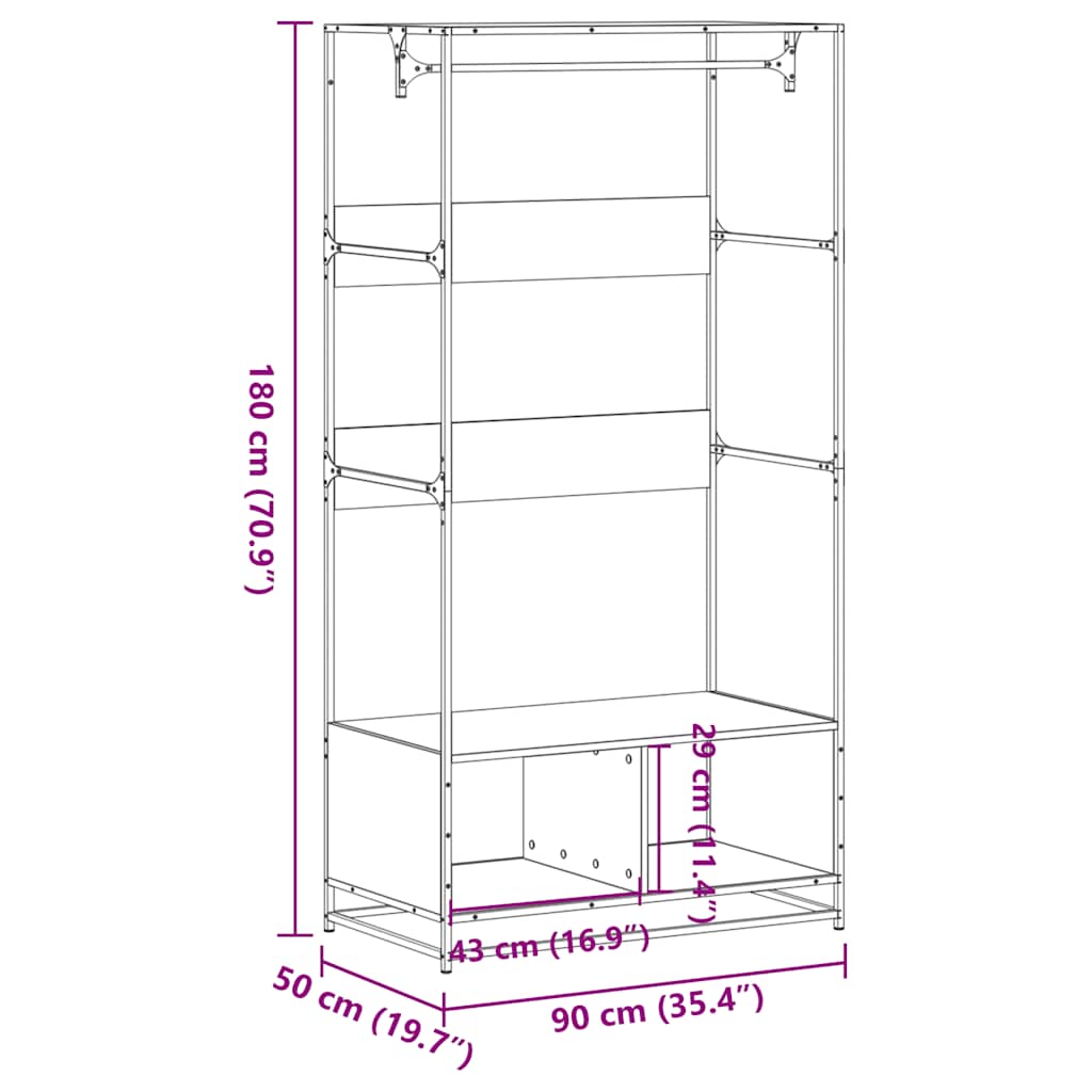 Wardrobe Black Engineered wood, metal Large Wardrobe