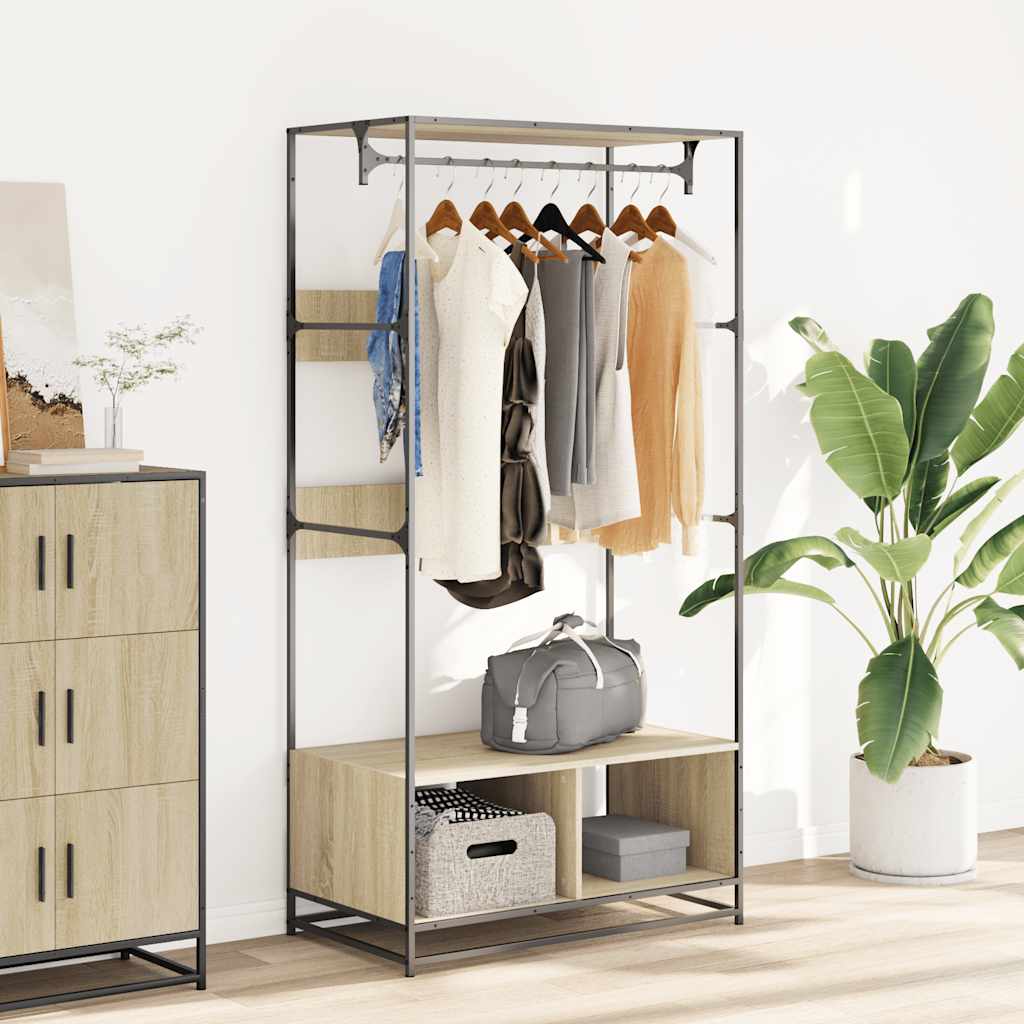Wardrobe Sonoma Oak Engineered Wood, Metal 35.4 x 19.7 x 70.9 in