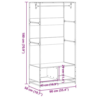 Wardrobe Sonoma Oak Engineered Wood, Metal 35.4 x 19.7 x 70.9 in