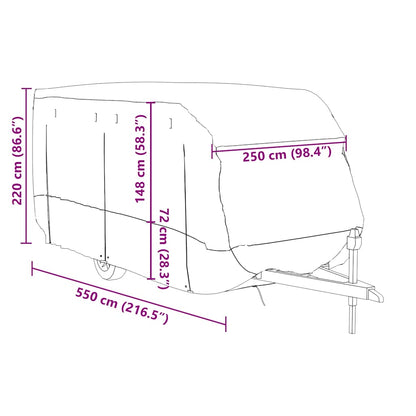 Caravan Cover Gray 216.5"x98.4"x86.6" Non-woven Fabric