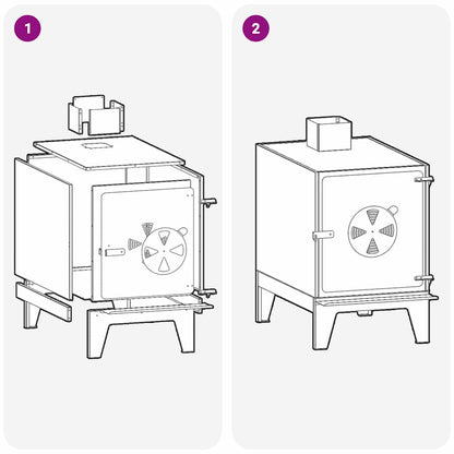 Camping Stove with Air Vent Black 35 x 50 x 60 cm Steel