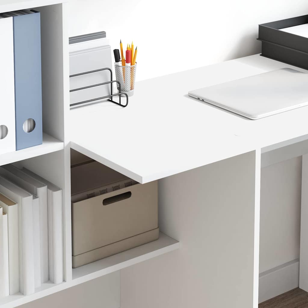 Desk with Shelf White 51.77 x 19.69 x 41.93 in Engineered Wood