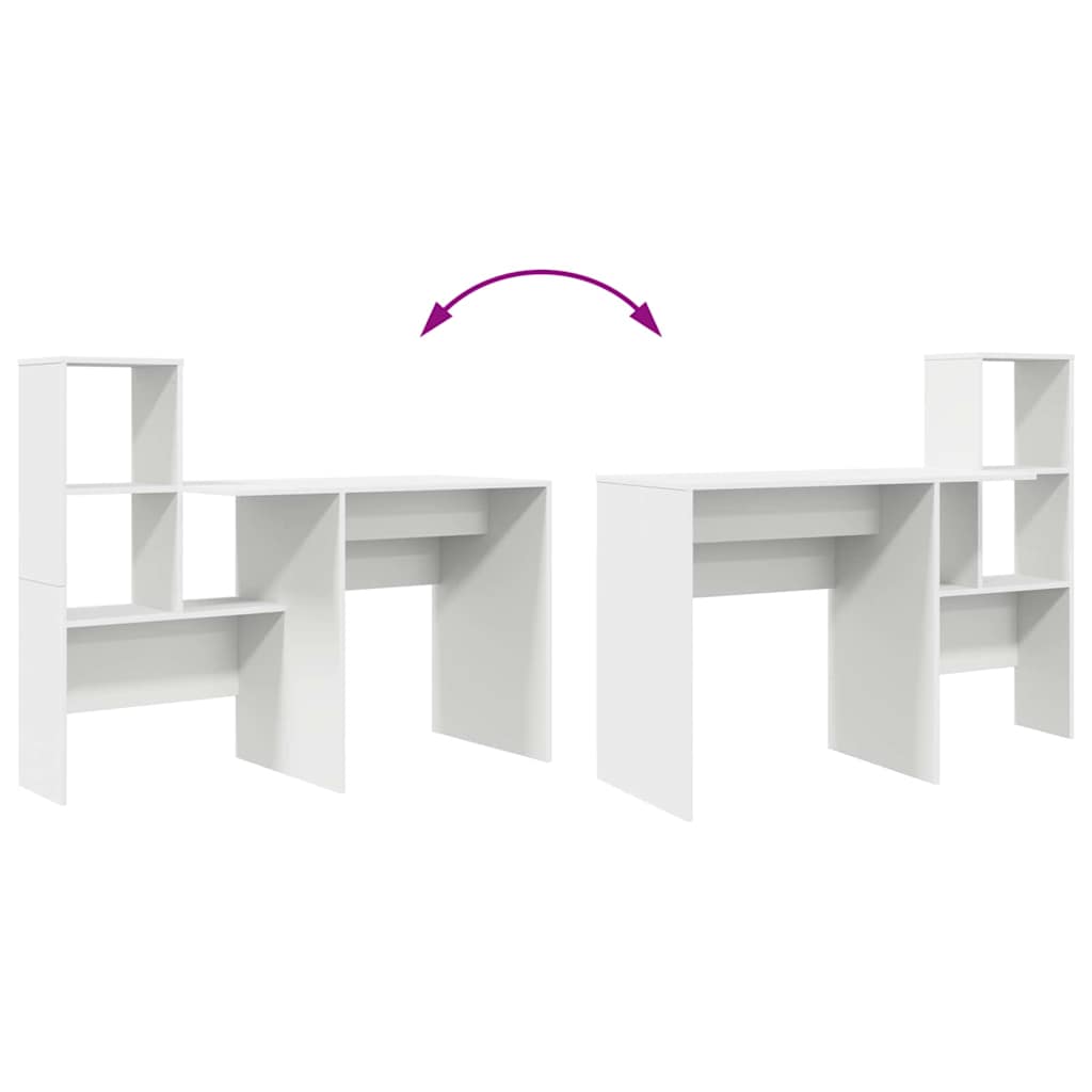 Desk with Shelf White 51.77 x 19.69 x 41.93 in Engineered Wood