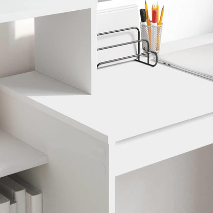 Desk with Shelf White 39.37 x 15.75 x 35.43 in Engineered Wood