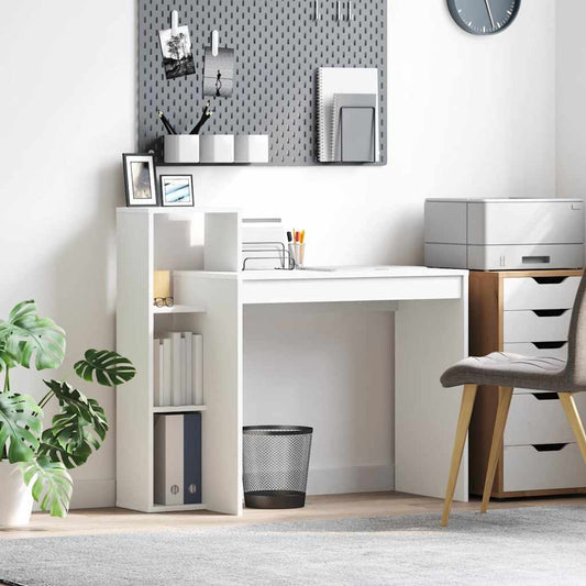 Desk with Shelf White 39.37 x 15.75 x 35.43 in Engineered Wood