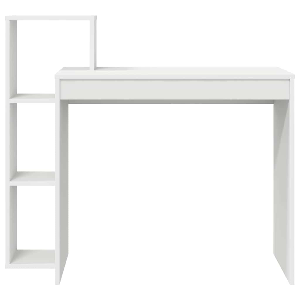 Desk with Shelf White 39.37 x 15.75 x 35.43 in Engineered Wood
