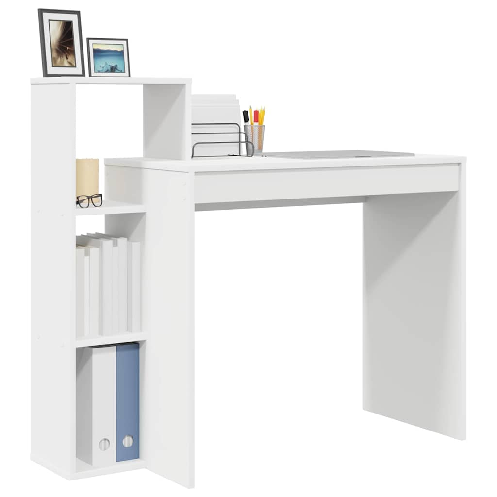 Desk with Shelf White 39.37 x 15.75 x 35.43 in Engineered Wood