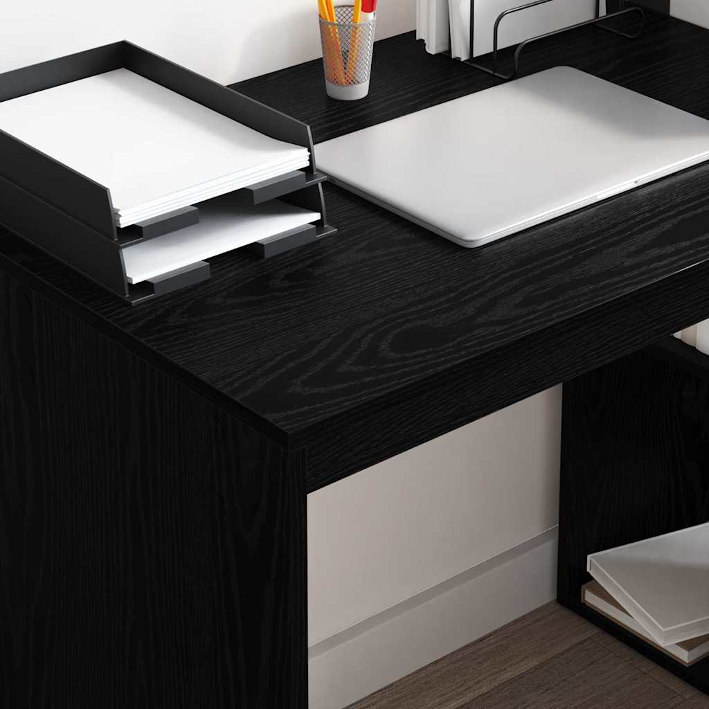 Desk with Shelf Black Oak 108 x 55 x 103.5 cm Engineered Wood