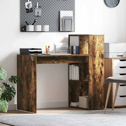 Desk with Shelf Smoked Oak 108 x 55 x 103.5 cm Engineered Wood