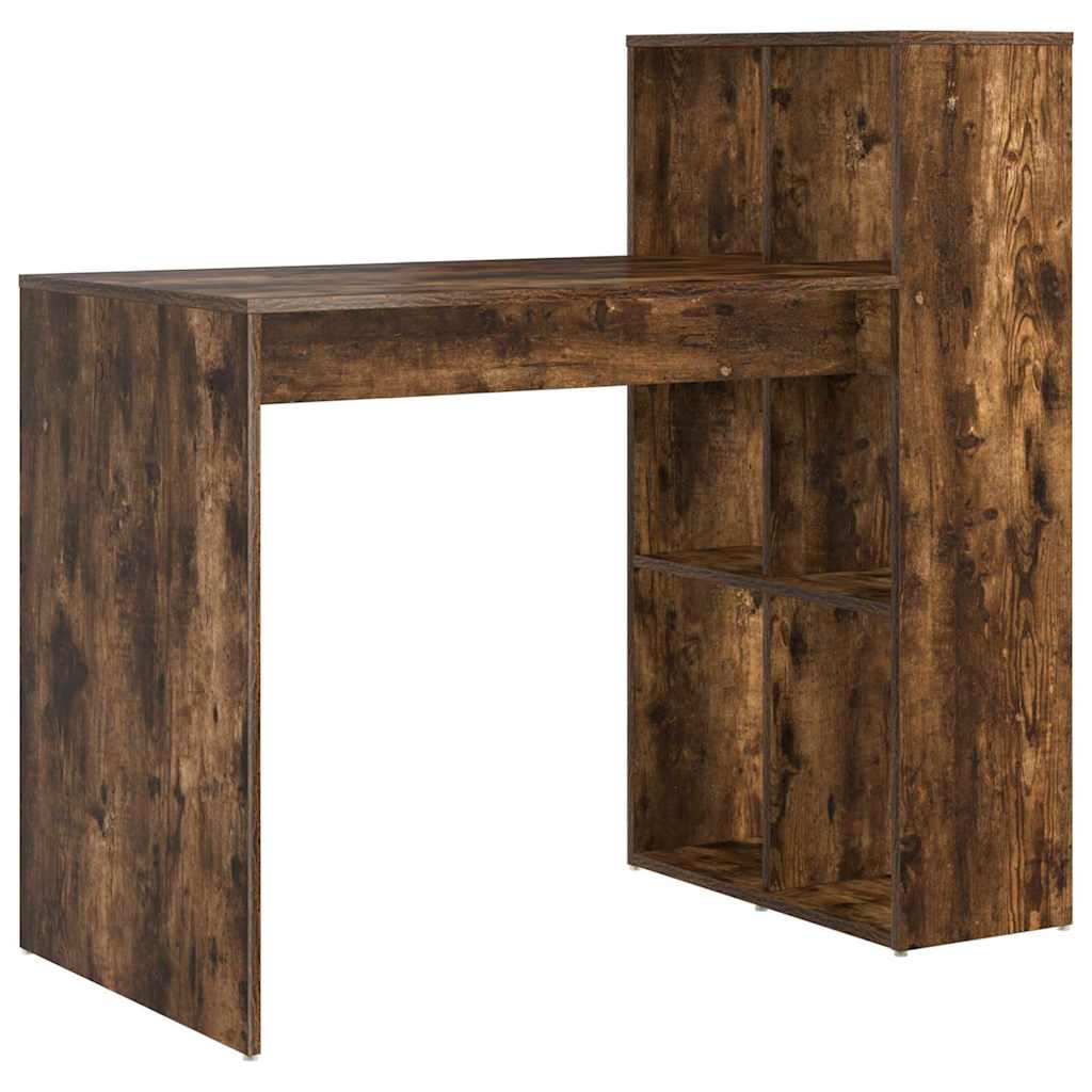 Desk with Shelf Smoked Oak 108 x 55 x 103.5 cm Engineered Wood