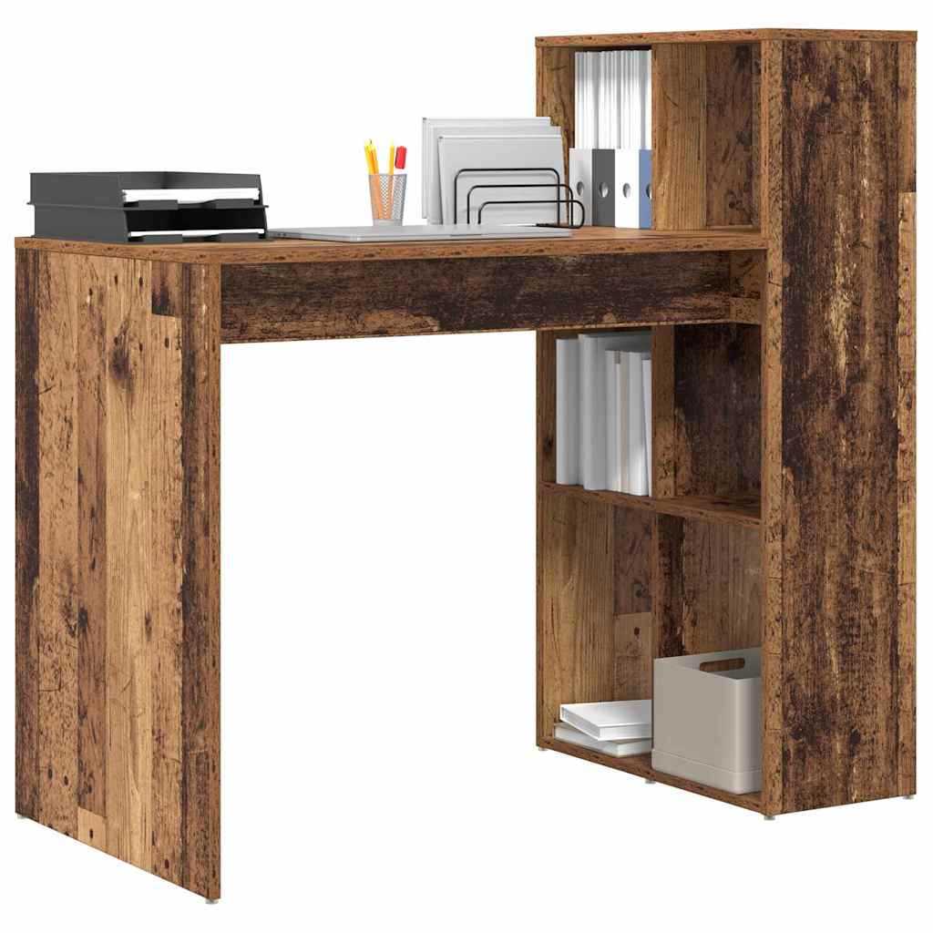 Desk with Shelf Old Wood 108 x 55 x 103.5 cm Engineered Wood