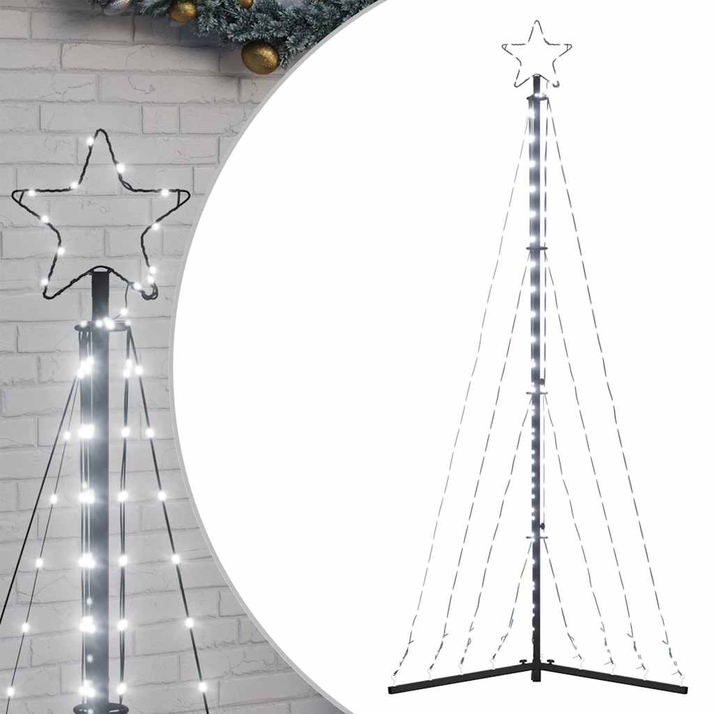 LED Christmas Tree Cold White Powder-Coated Steel 71.7 in Height