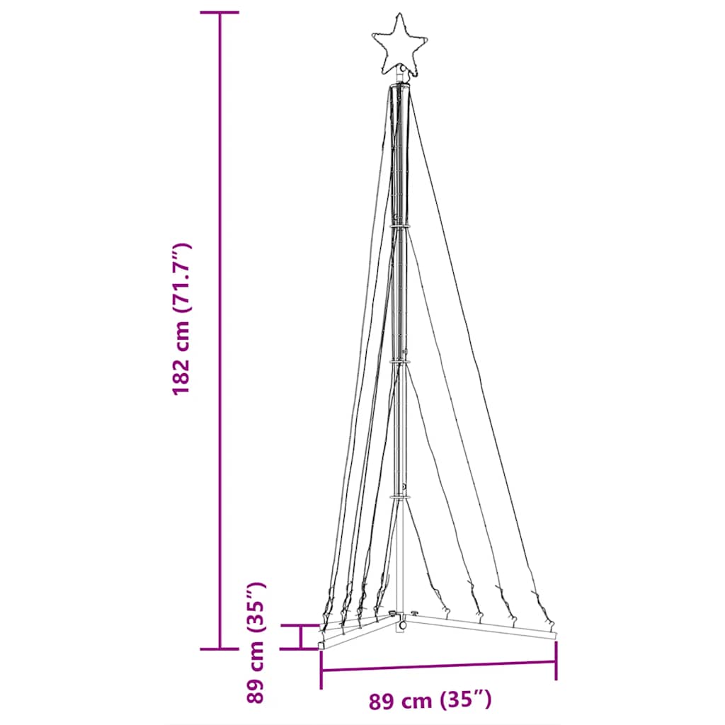 LED Christmas Tree Cold White Powder-Coated Steel 71.7 in Height