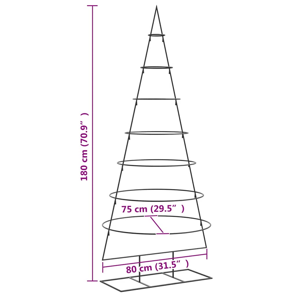 Metal Christmas Tree for Decoration Black 70.9"