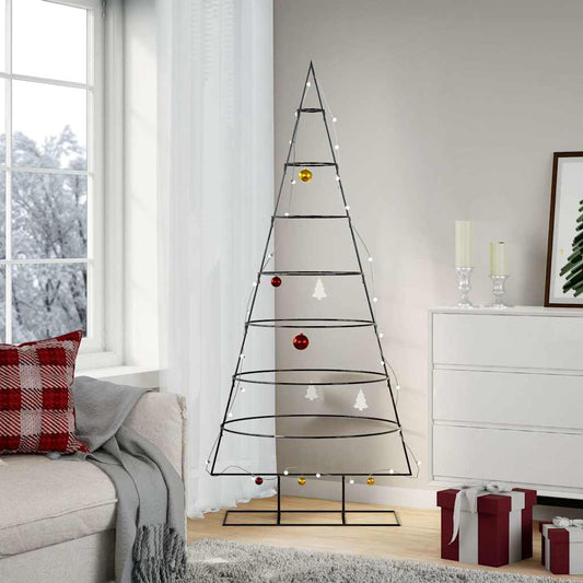 Metal Christmas Tree for Decoration Black 70.9"