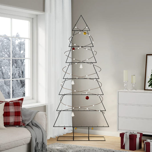 Metal Christmas Tree for Decoration Black 82.7"