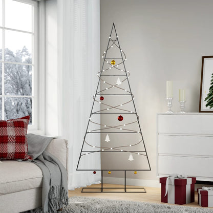 Metal Christmas Tree for Decoration Black 70.9"