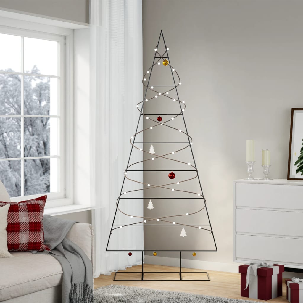 Metal Christmas Tree for Decoration Black 82.7"