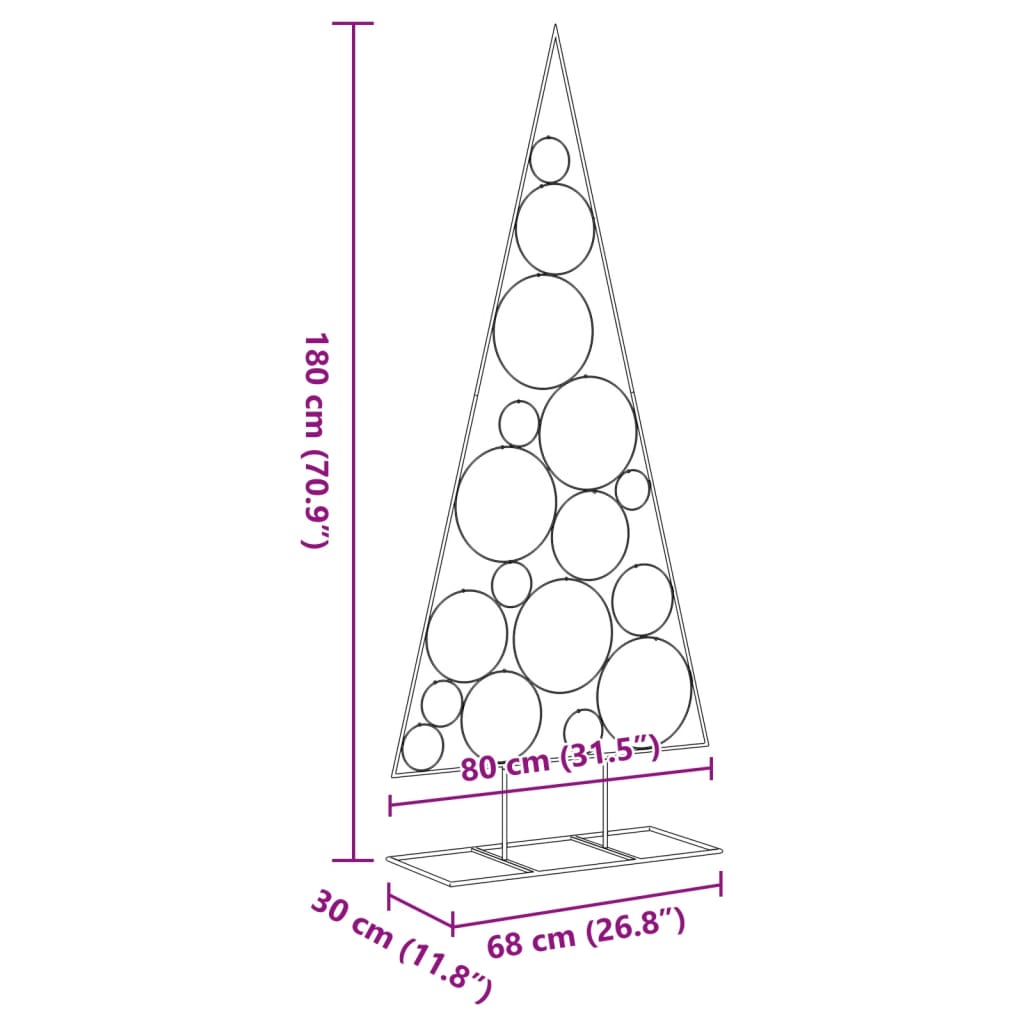 Metal Christmas Tree for Decoration Black 70.9"