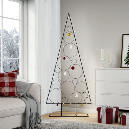 Metal Christmas Tree for Decoration Black 70.9"
