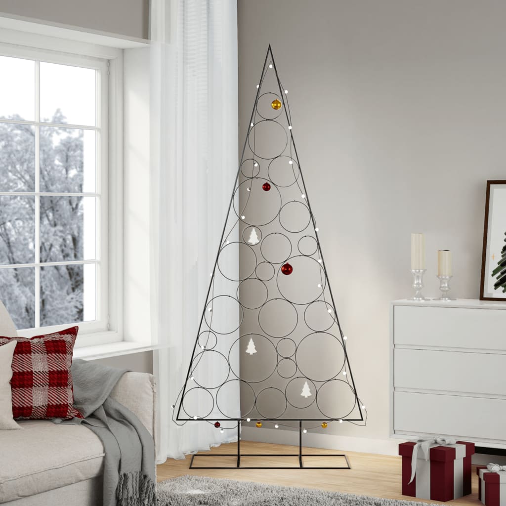 Metal Christmas Tree for Decoration Black 82.7"