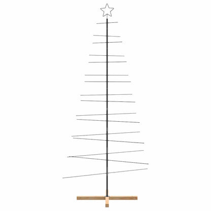 Metal Christmas Tree with Wooden Base Black 82.7"