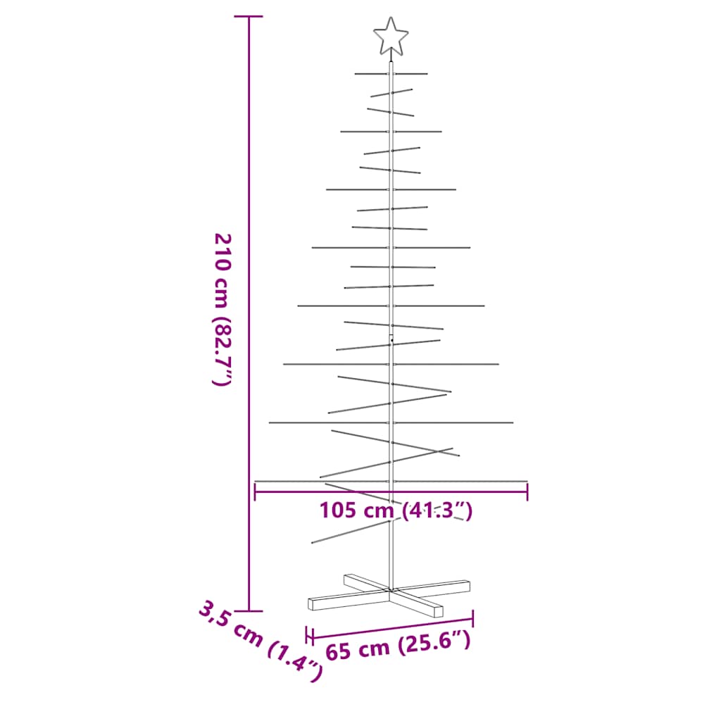 Metal Christmas Tree with Wooden Base Black 82.7"